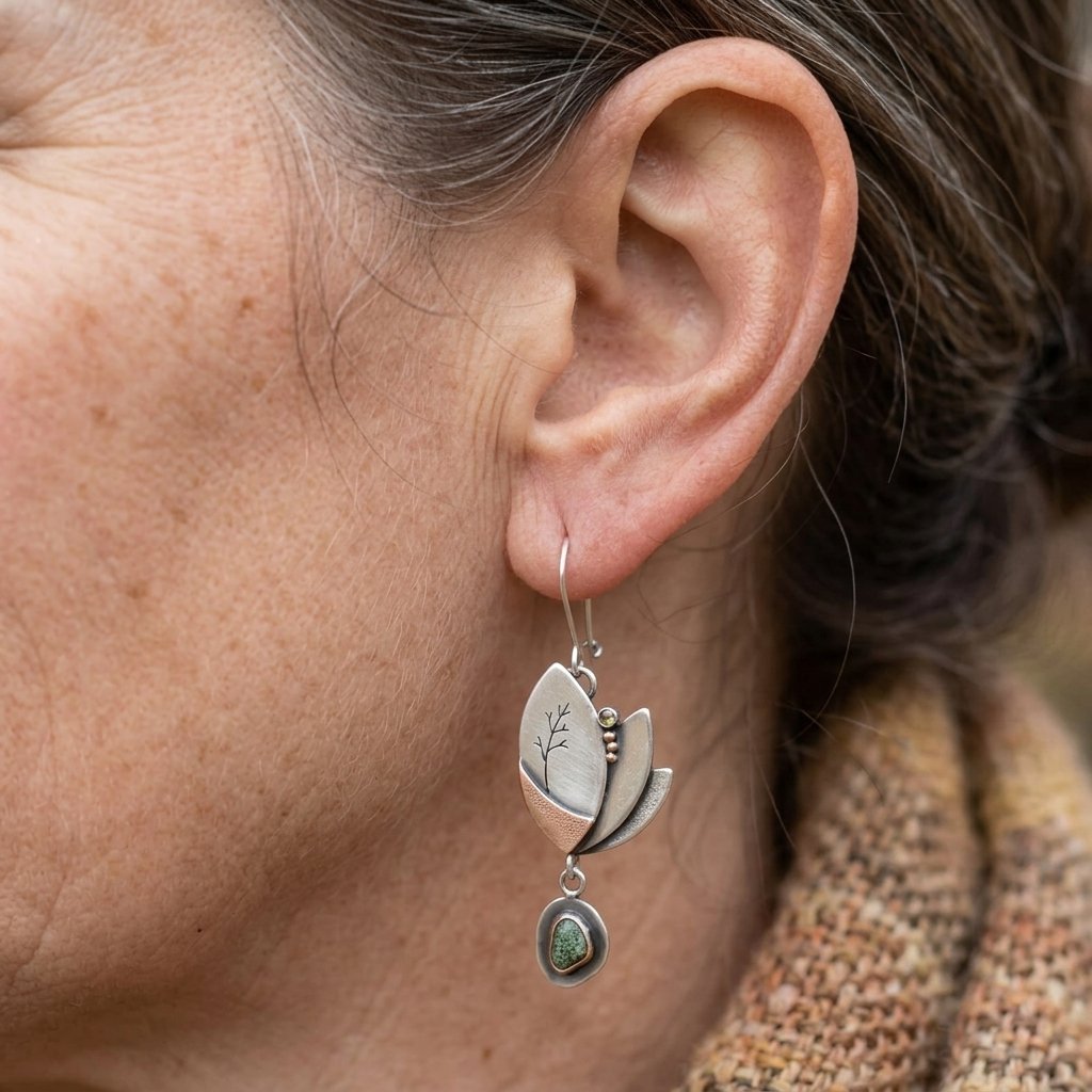 Boho Silvery Irregular Turquoise Geometry Earrings