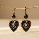 Gothic Black Enamel Heart Synthetic Zirconia Earrings
