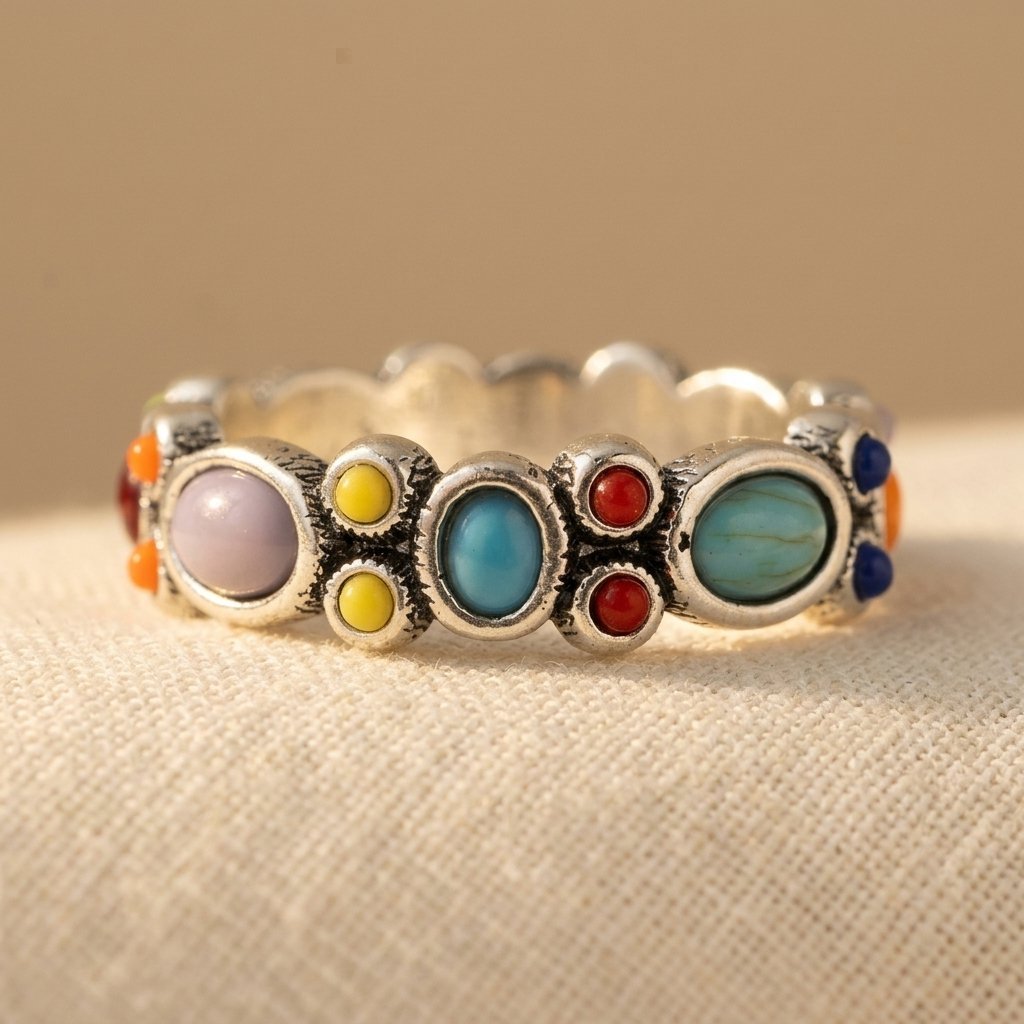 Bohemian Colorful Synthetic Turquoise Ring