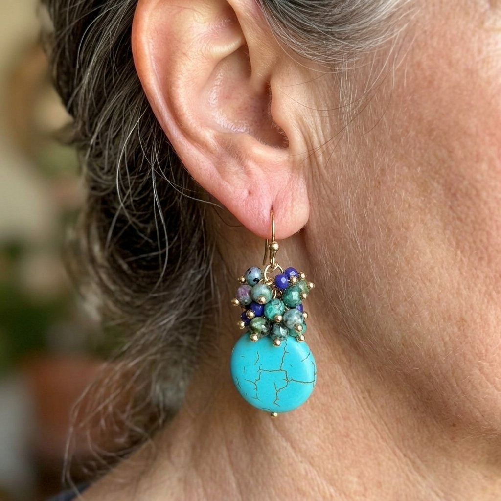 Sahara Mixed Gemstone Turquoise Drop Earrings