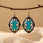 Elegant Bohemian Vintage Turquoise Oval With White Earrings