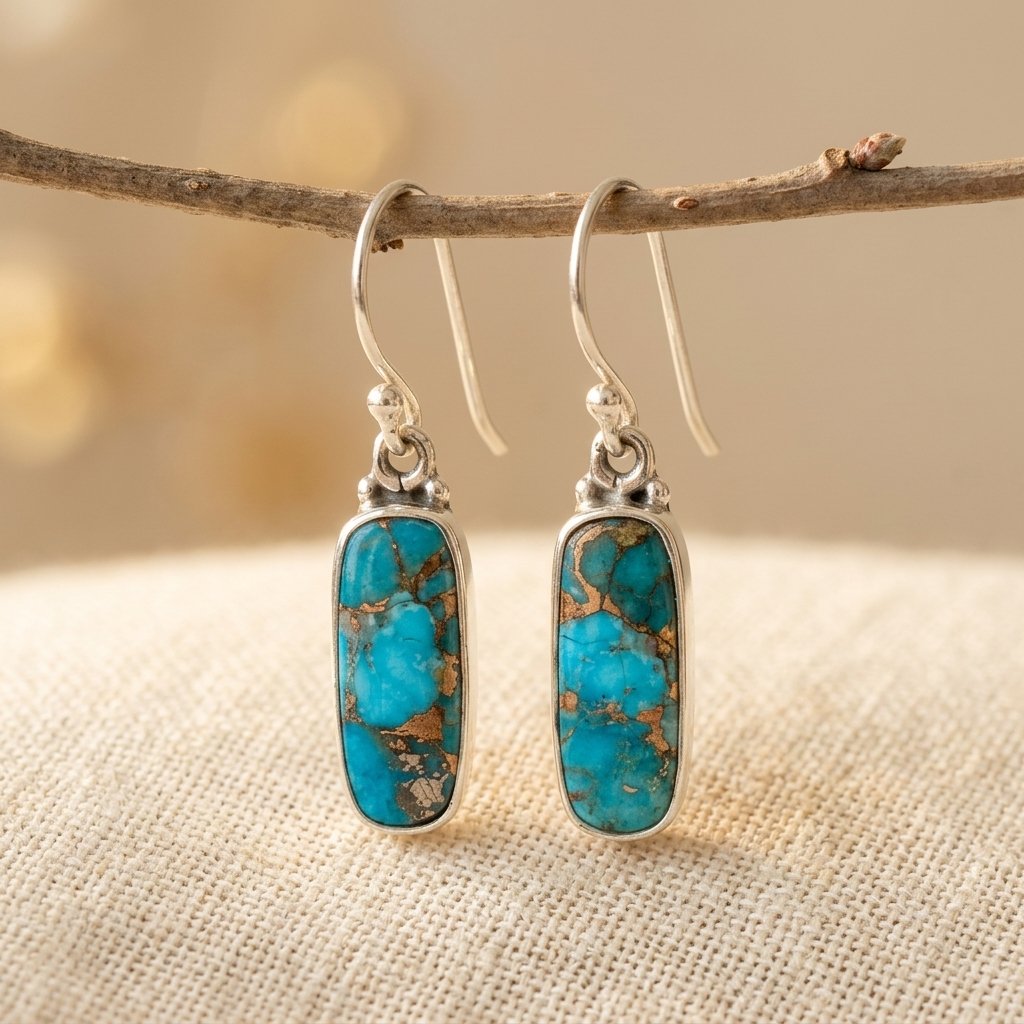 Turquoise Vintage Style Rectangular Featuring Resin Earrings