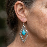 Turquoise Retro Ethnic Out Earrings