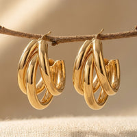 Gold Plated Anti-Allergy Stainless Steel Hoop Earrings