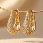 Semi-Hollow Heart Floral Gold Hoop Earrings