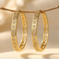 Luxe Copper Zirconia Triangle Hoop Earrings