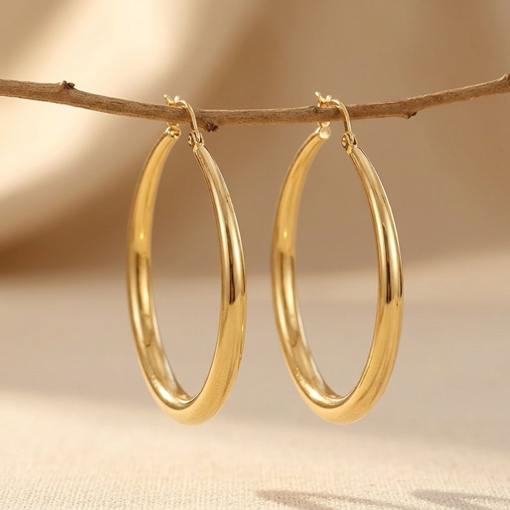 Elegant Gold Large Circle Hoop Earrings