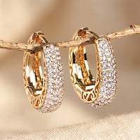 Gold Micro Pavé Zirconia Bridal Hoop Earrings