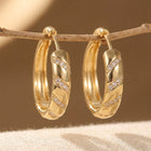 Gold Cubic Zirconia Round Hoop Earrings