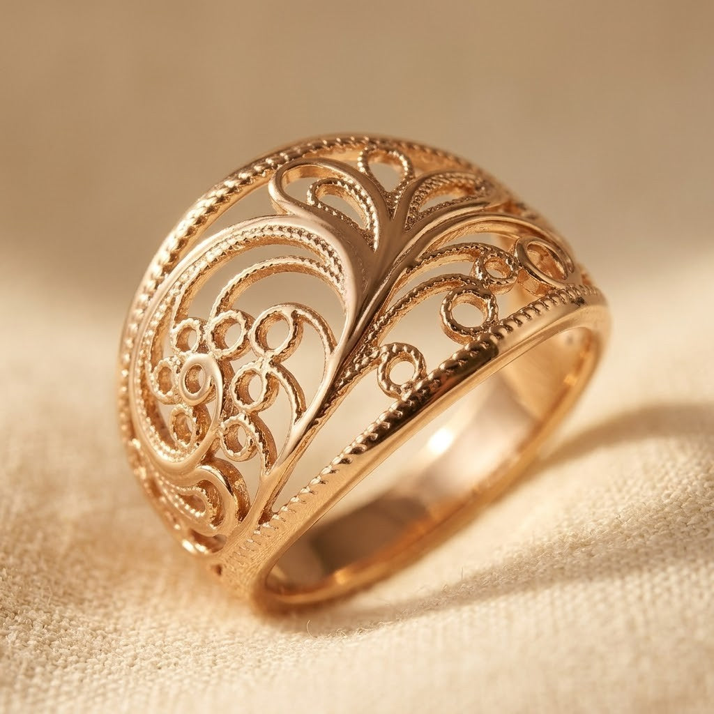 Vintage Floral Copper Plated Ring