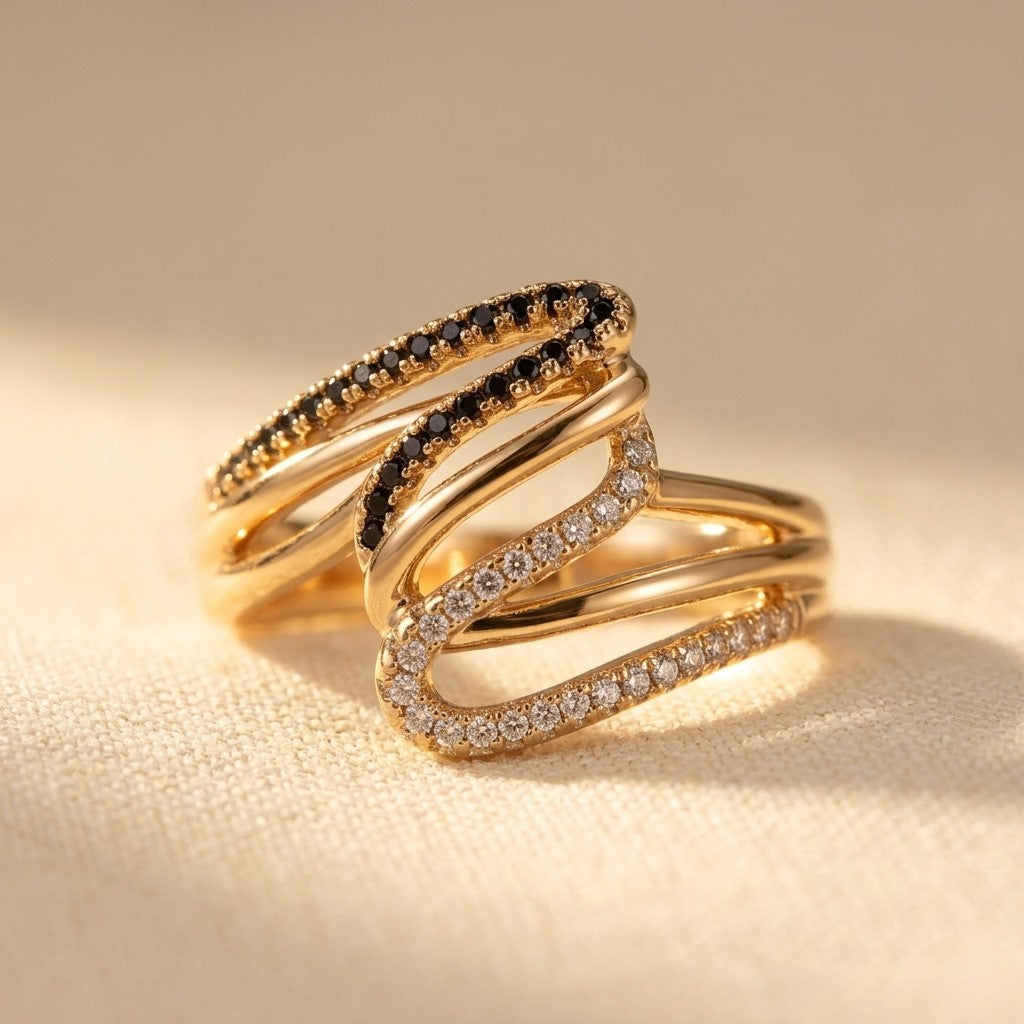 Zirconia Spiral Wave Ring