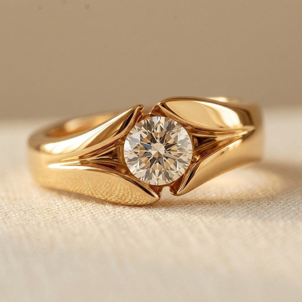 Zirconia Inlay Round Ring