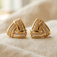 Gold Micro Zirconia Geometric Stud Earrings