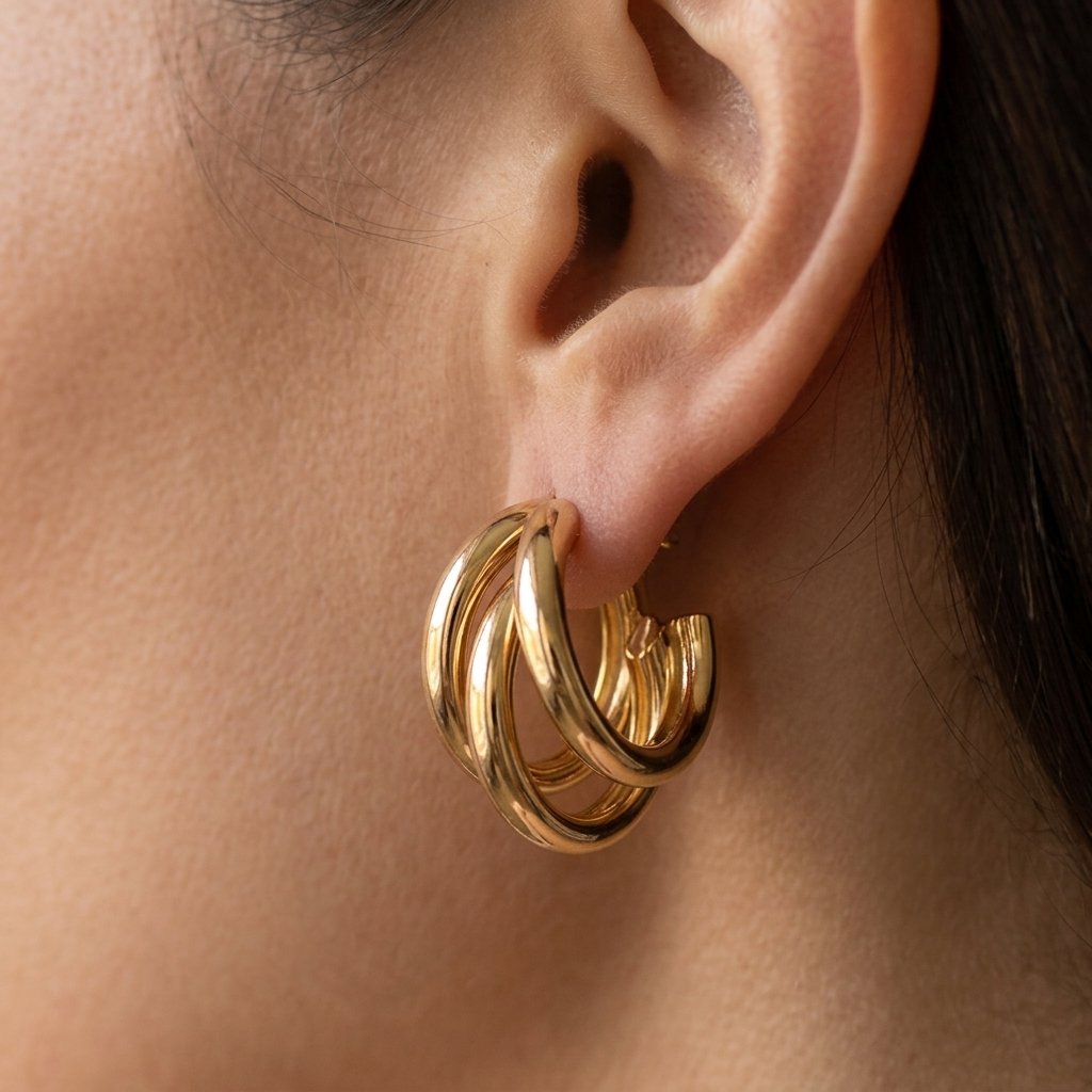 Gold Plated Anti-Allergy Stainless Steel Hoop Earrings