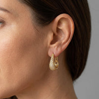 Semi-Hollow Heart Floral Gold Hoop Earrings