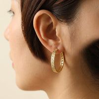 Luxe Copper Zirconia Triangle Hoop Earrings