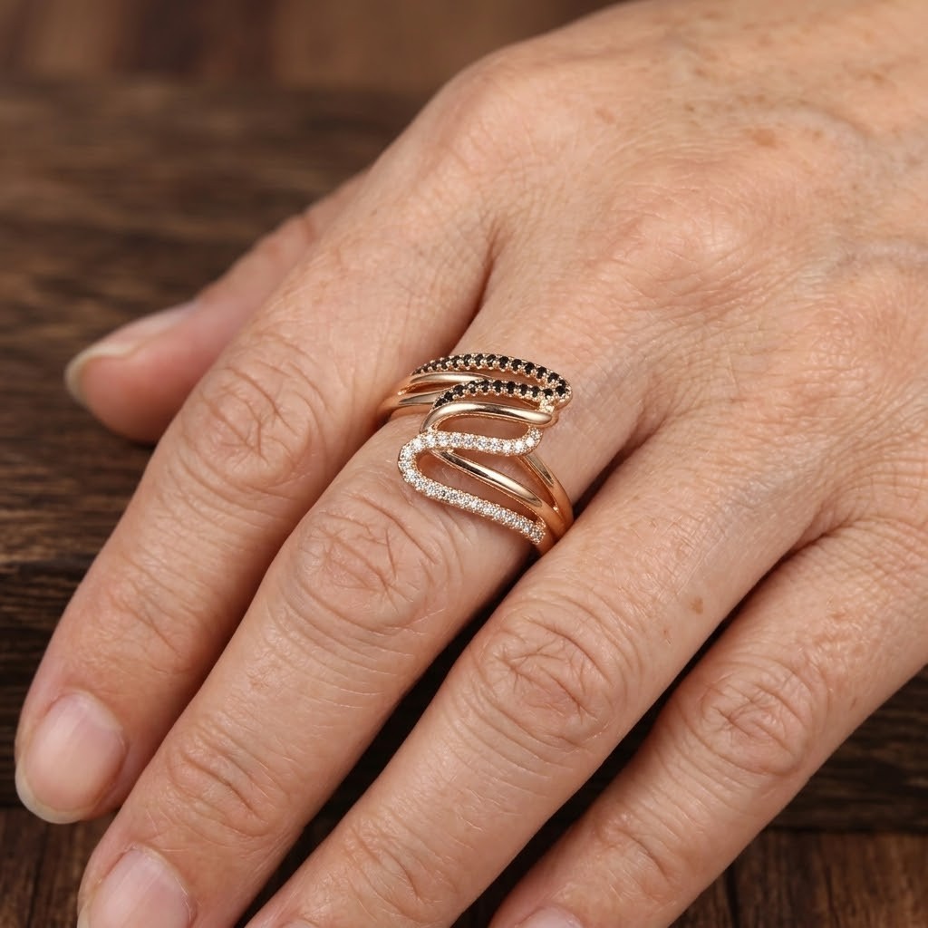 Zirconia Spiral Wave Ring