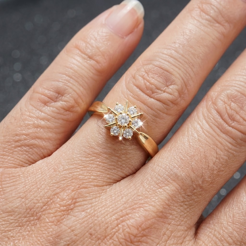 Simple Flower Zirconia Ring