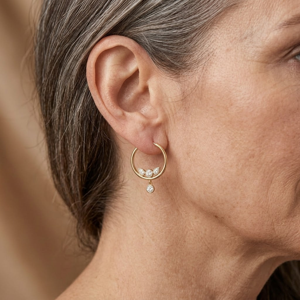 Teardrop Hoop Zirconia Earrings