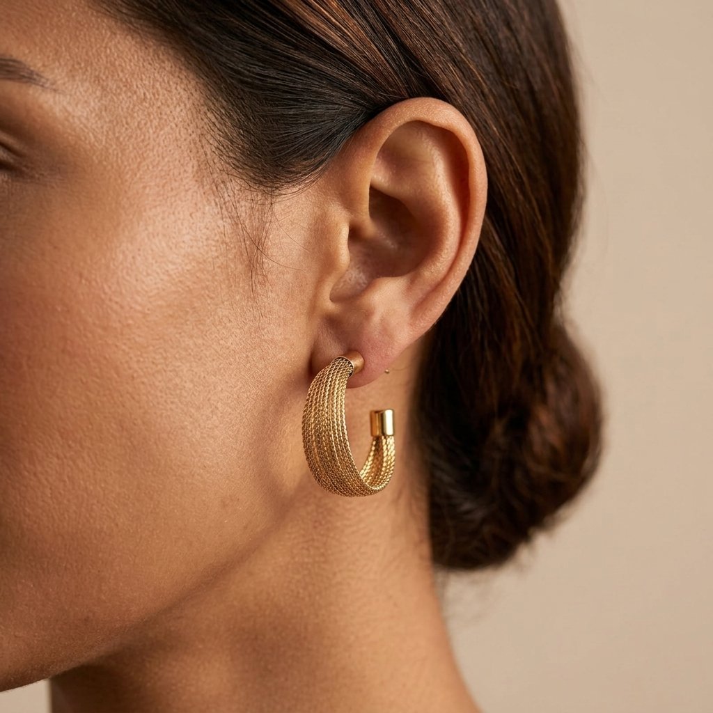 Luxury Gold Handwoven Curved Hoop Earrings