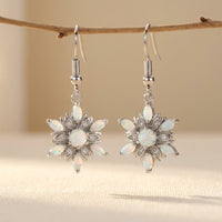 White Opal Snowflake Earrings