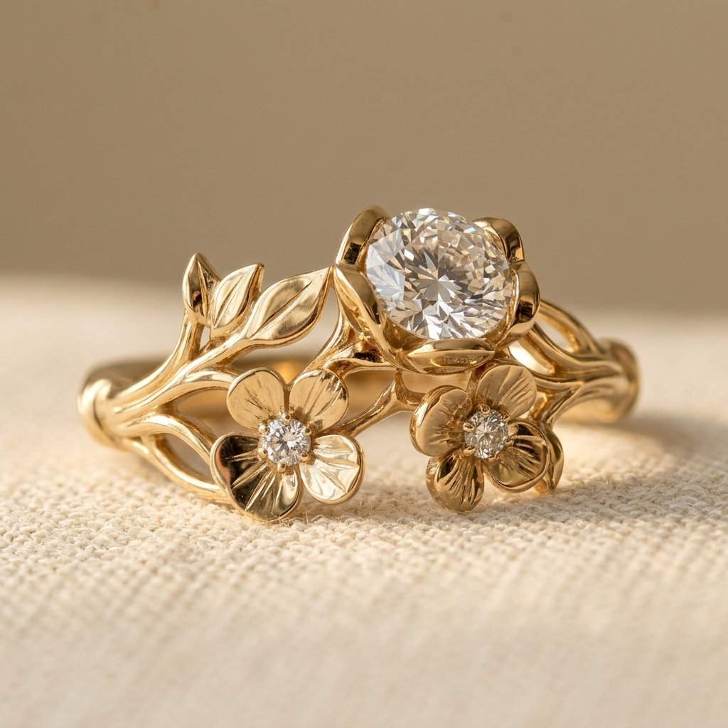 Synthetic Zirconia Flower Ring