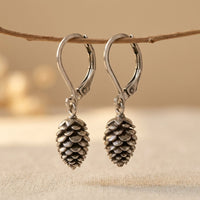 Vintage Leverback Pine Cone Earrings