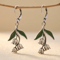 Vintage Lily of the Valley Floral Drop Leverback Earrings