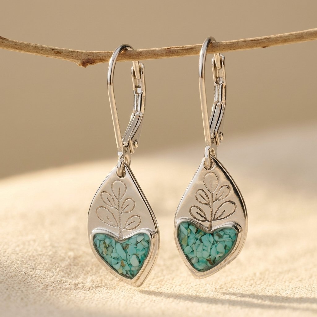 Turquoise Heart Leaf Earrings