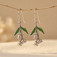 Vintage Lily of the Valley Floral Drop Earrings with French Hooks