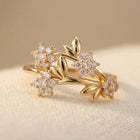 Zirconia Rustic Hexagonal Flower Cluster Ring