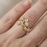 Zirconia Rustic Hexagonal Flower Cluster Ring