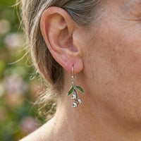 Vintage Lily of the Valley Floral Drop Earrings with French Hooks