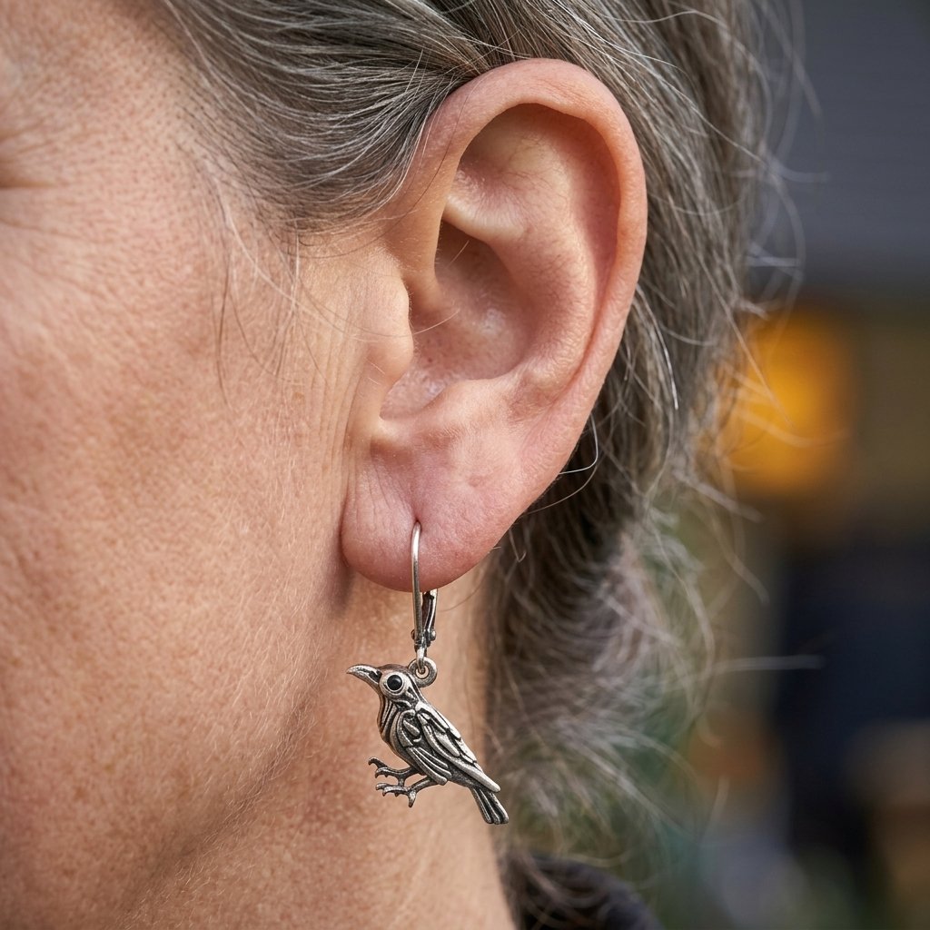 Nevermore Raven Leverback Earrings