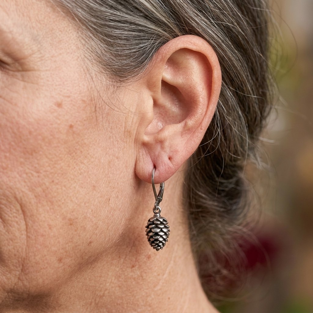 Vintage Leverback Pine Cone Earrings
