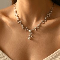 Silver Jewelry Set Necklace Earrings