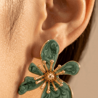 Floral Necklace Stud Earrings Jewelry Set