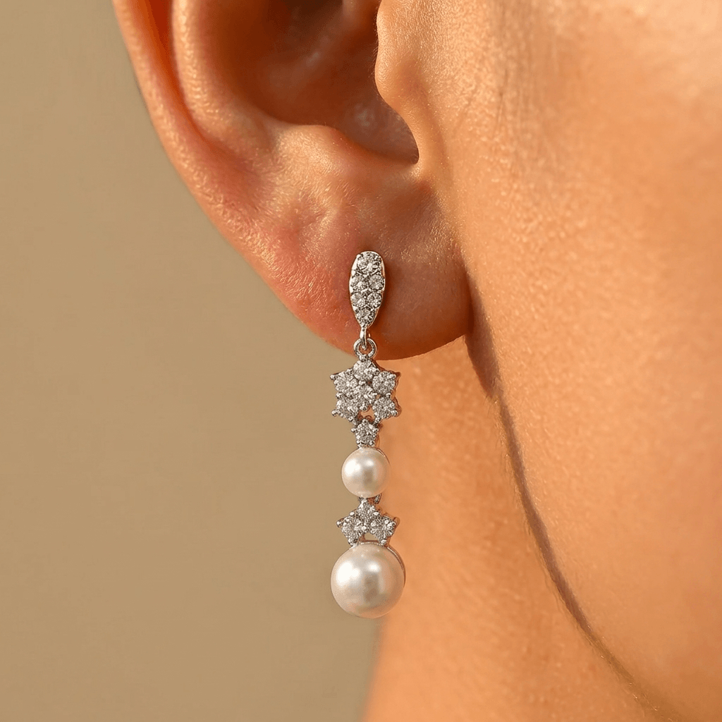 Pearl Jewelry Set Necklace Earrings Bracelet