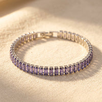Lavender Baguette Silver Tennis Bracelet