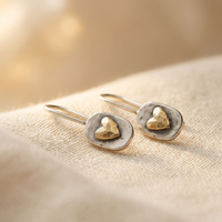 Vintage Silver Golden Heart Earrings