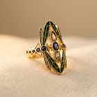 Bohemian Art Nouveau Dragon Fly Zirconia Gold Plated Ring