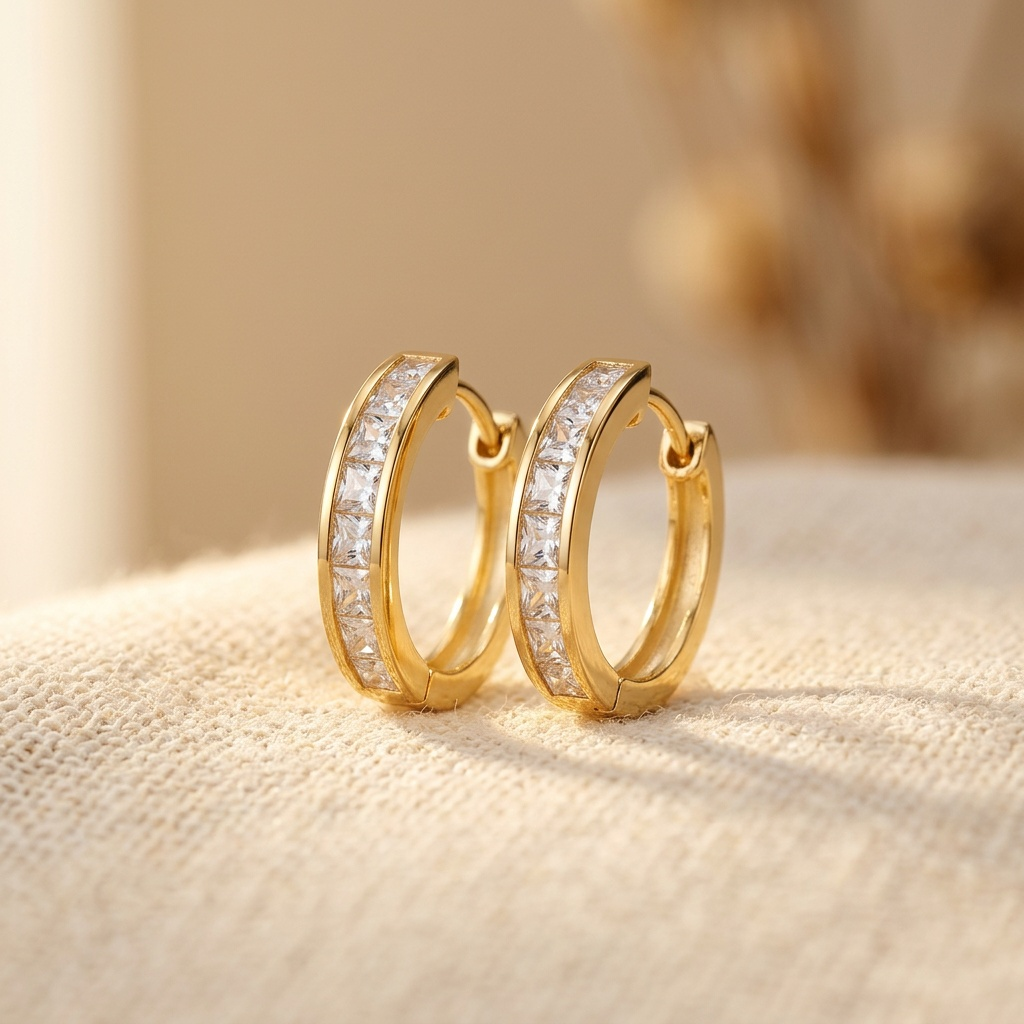 Chic Gold & Crystal Hoop Earrings