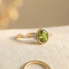 Vintage Oval Green Zirconia & Diamond Accent Gold Plated Ring