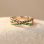 Elegant Minimalist Crossover Twisted Gold Plated Zirconia Ring