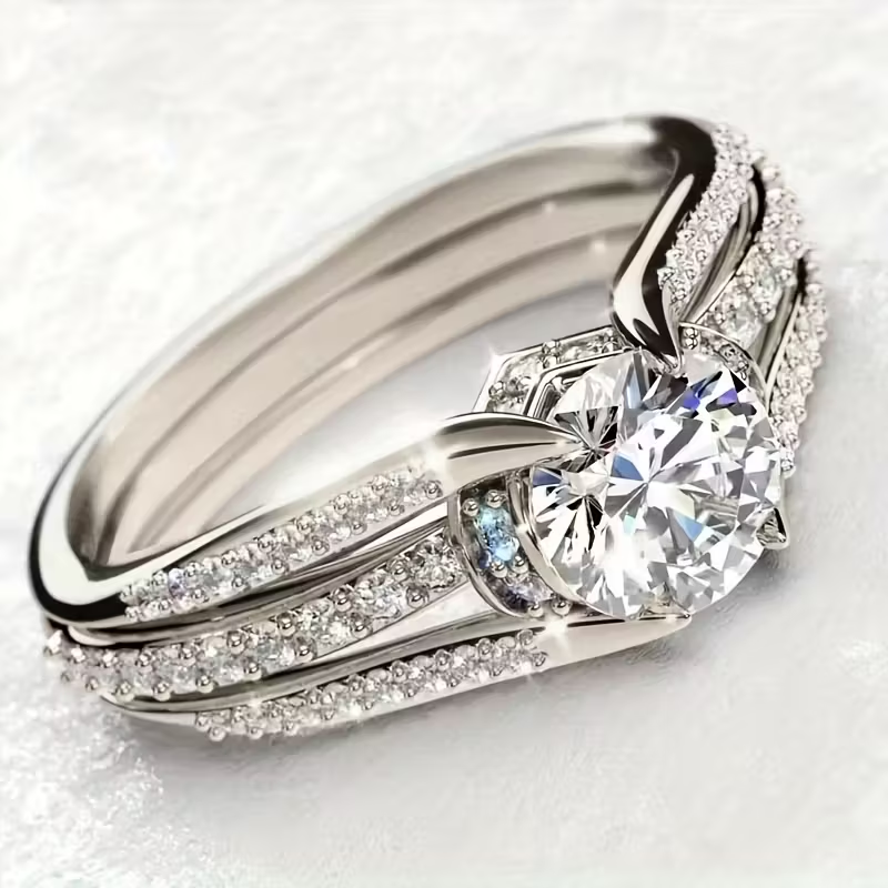 Luxury Ring Inlaid Shiny Zirconia Ring
