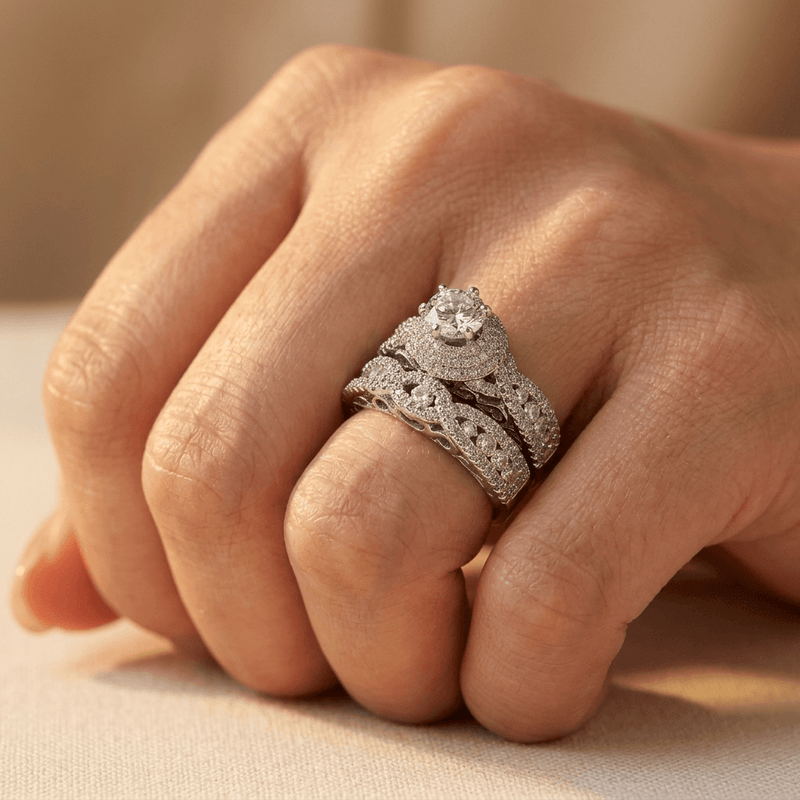 Luxury Wedding Ring Cubic Zirconia Micro Pave