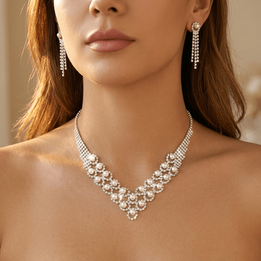 Vintage Pearl Sunflower Jewelry Set