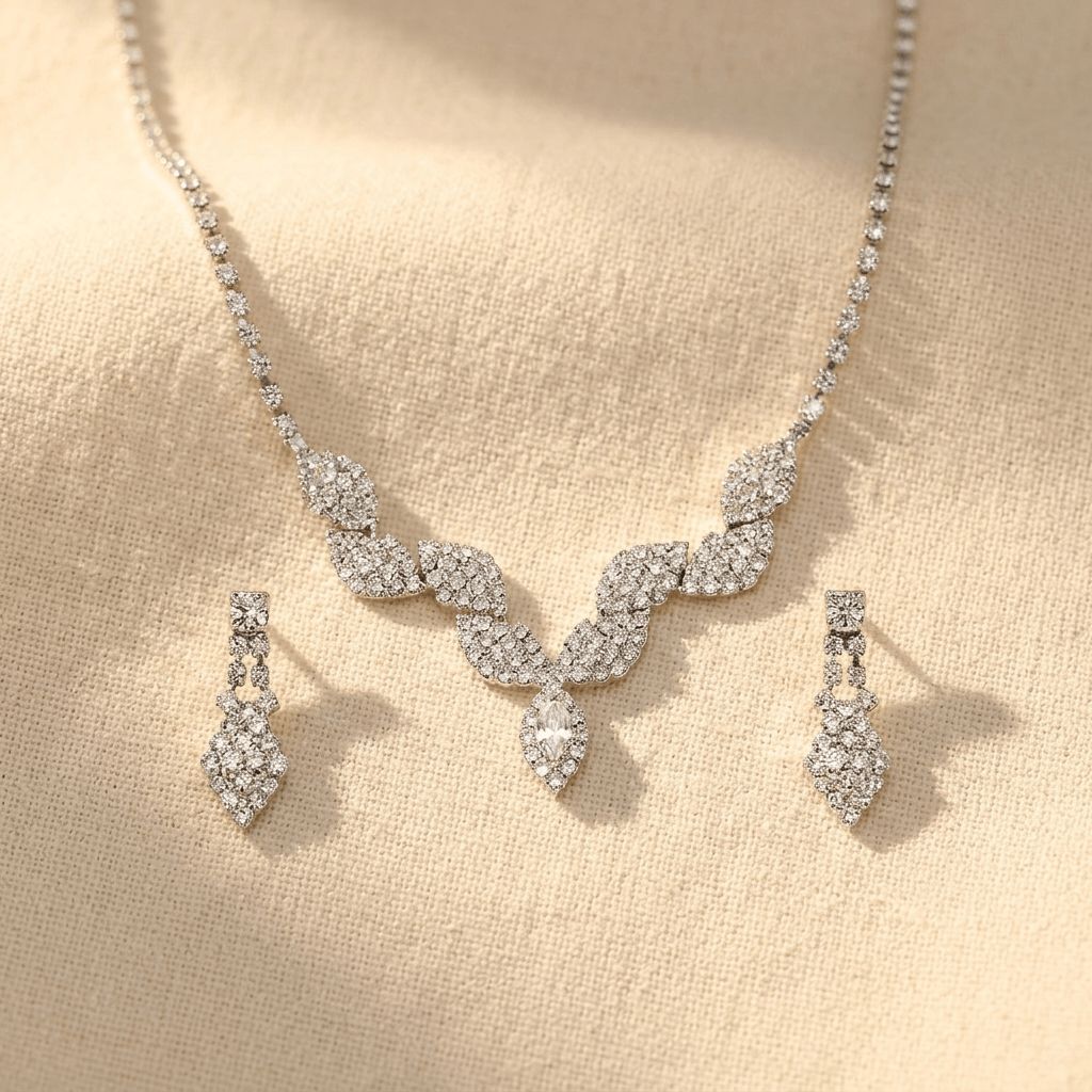Leaf Necklace And Earrings Jewelry Set