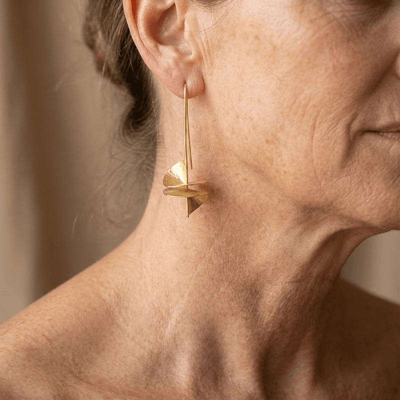 Modern Gold Sculptural Drop Earrings