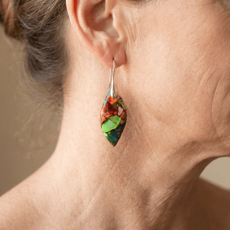 Mosaic Jasper Marquise Drop Earrings